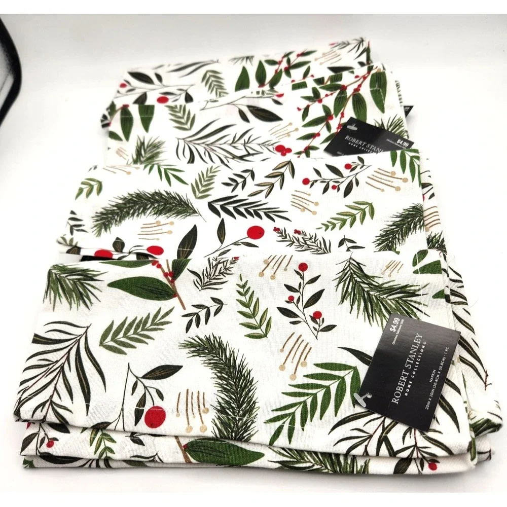 Robert Stanley Winter Branches Dinner Napkins Set 4 Christmas Cotton New w/tags